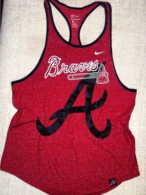 Nike Atlanta Braves Racerback Tank Women’s Medium Red MLB Athletic Tee Sporty